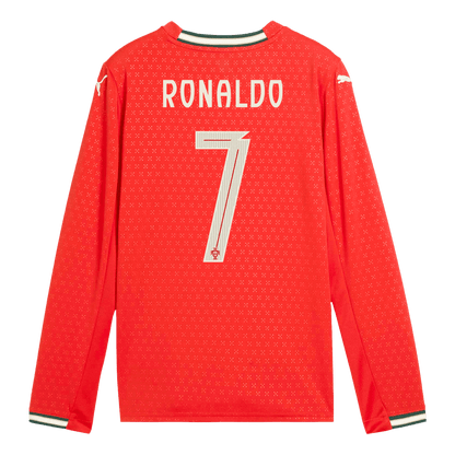 RONALDO #7 Portugal Home Long Sleeve Soccer Jersey 2025 Red