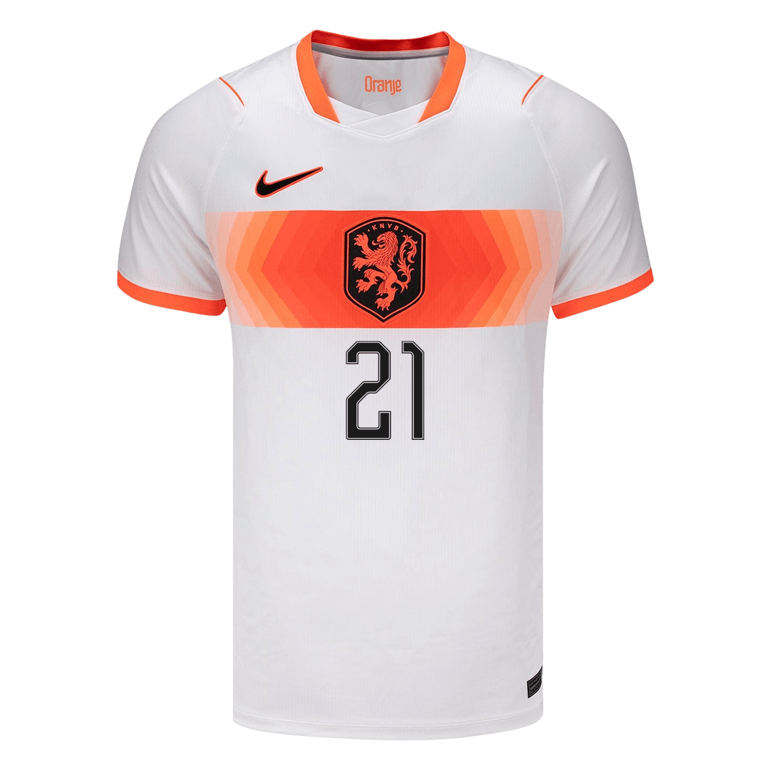 F.DE JONG #21 Netherlands Away Soccer Jersey World Cup 2026 White