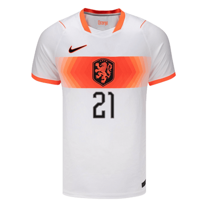 F.DE JONG #21 Netherlands Away Soccer Jersey World Cup 2026 White