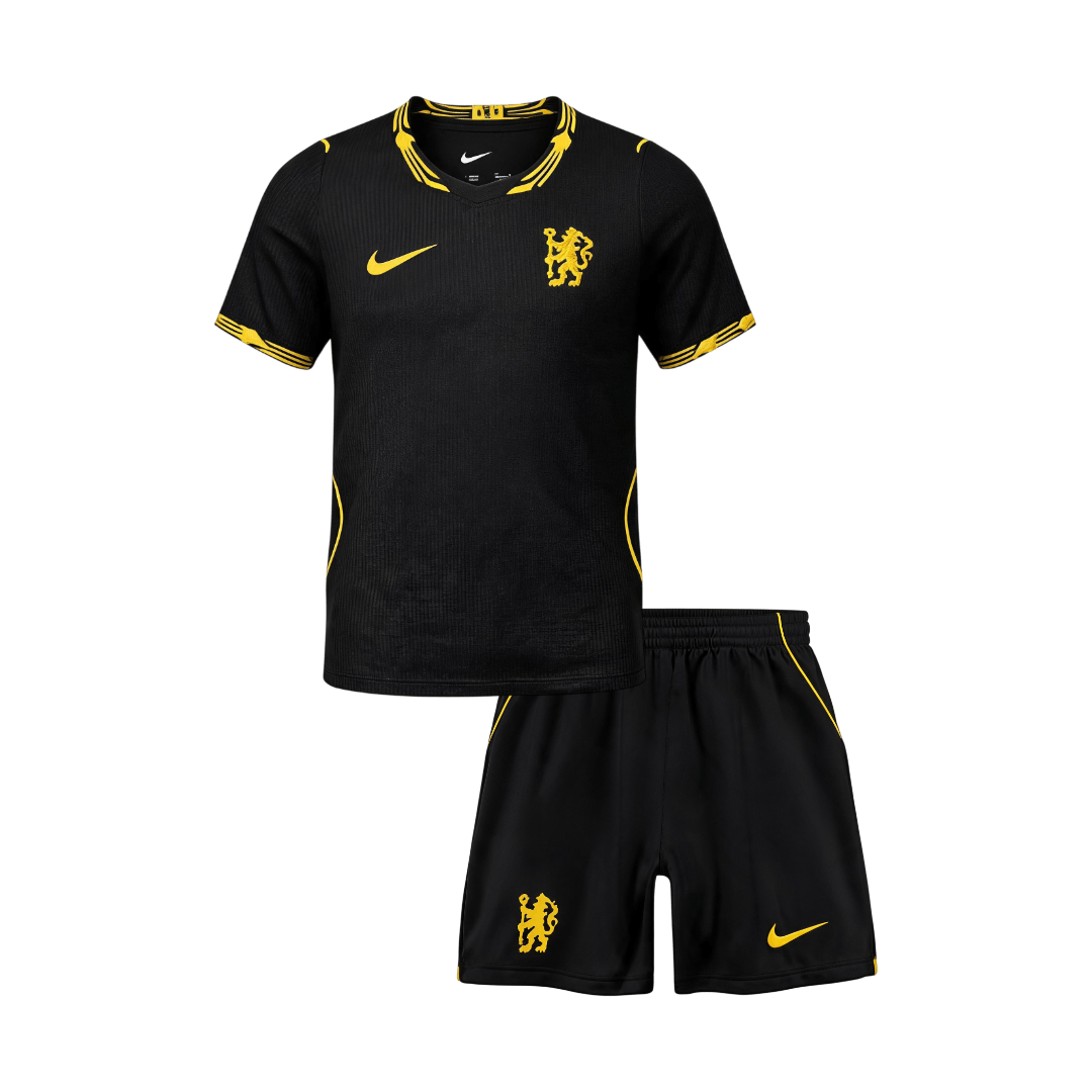 Kids Chelsea Away Soccer Jersey Kit (Jersey+Shorts) 2026/27 Black