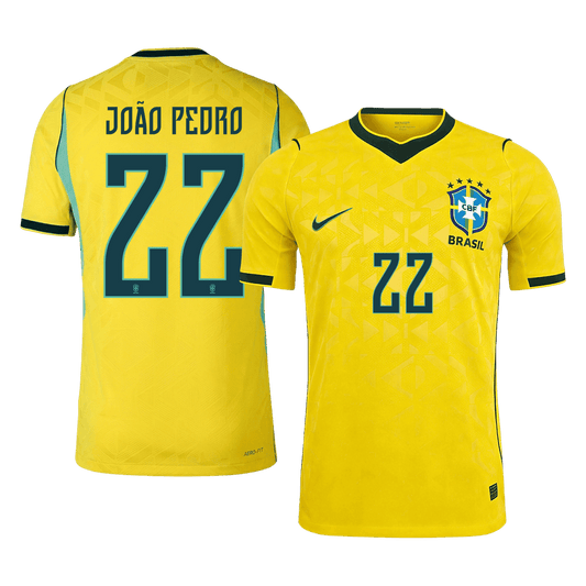 Authentic JO�O PEDRO #22 Brazil Home Football Shirt 2026