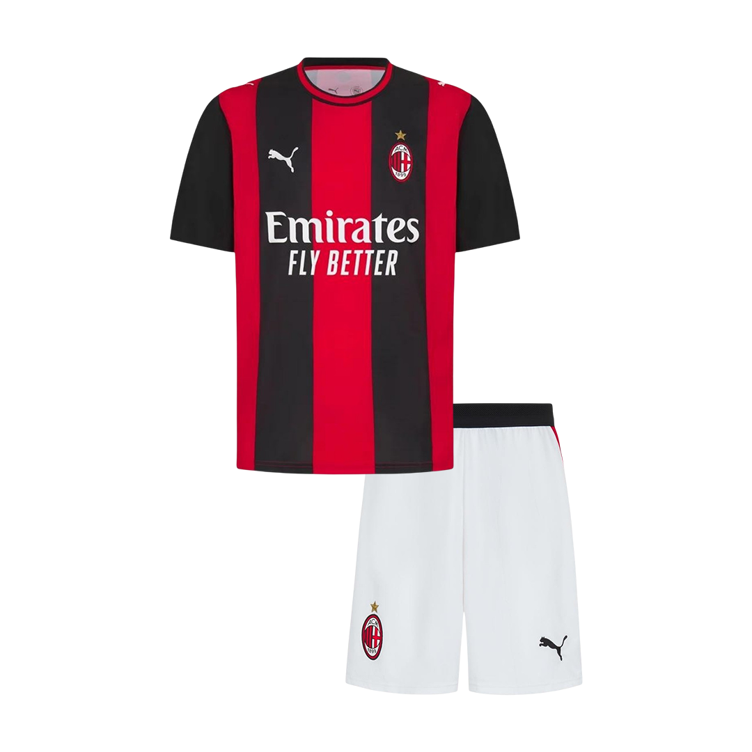 Kids AC Milan Home Soccer Jersey Kit (Jersey+Shorts) 2026/27 Red&Black