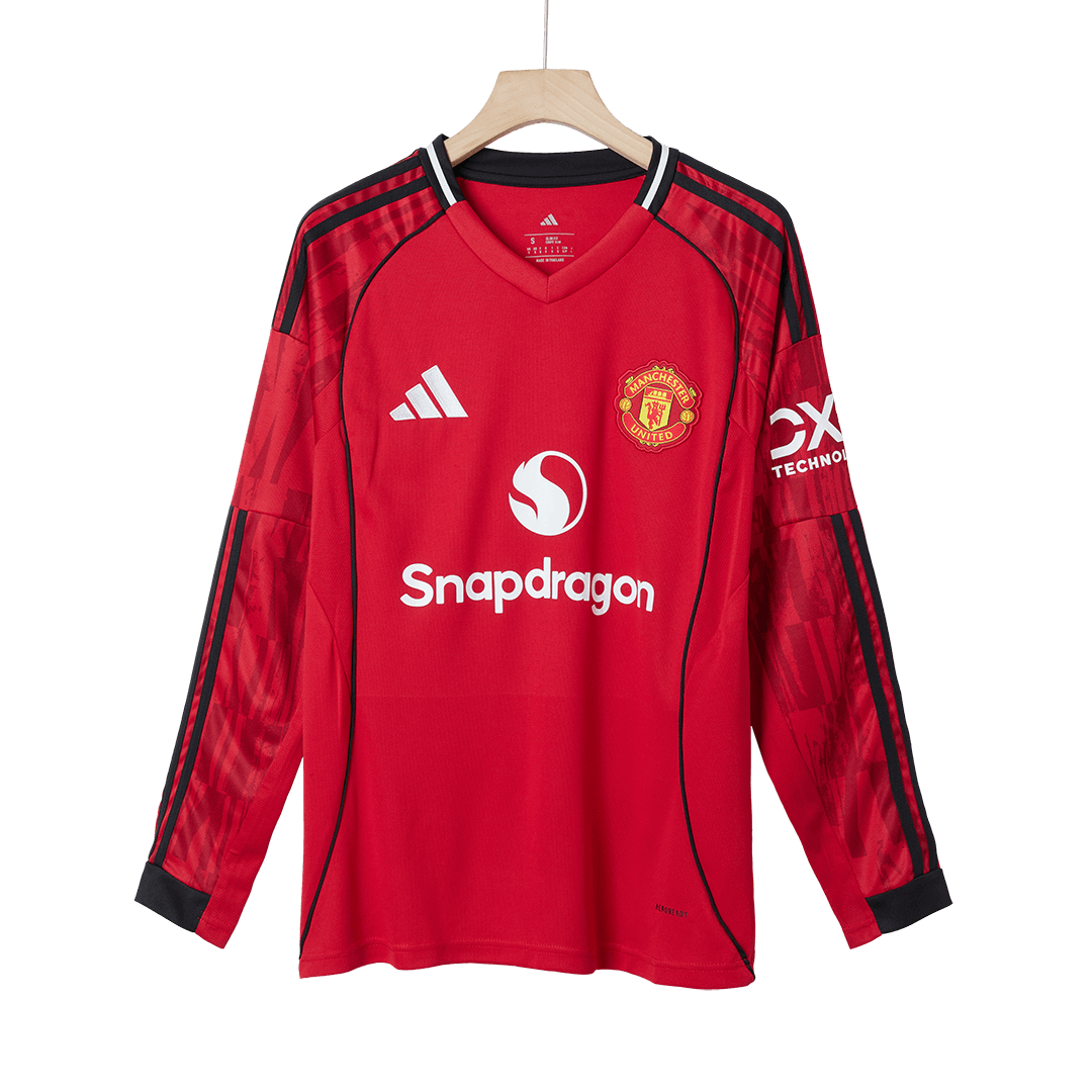Manchester United Home Long Sleeve Soccer Jersey 2025/26 Red