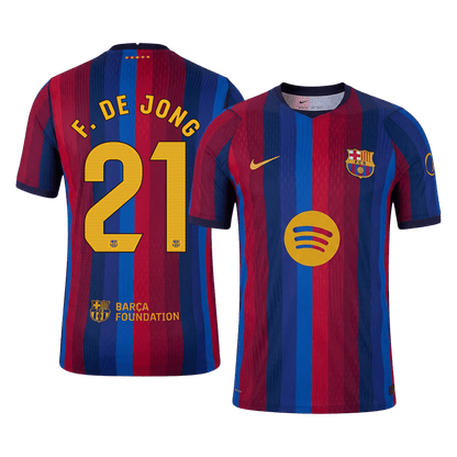Authentic F. DE JONG #21 Barcelona Home Soccer Jersey 2026/27