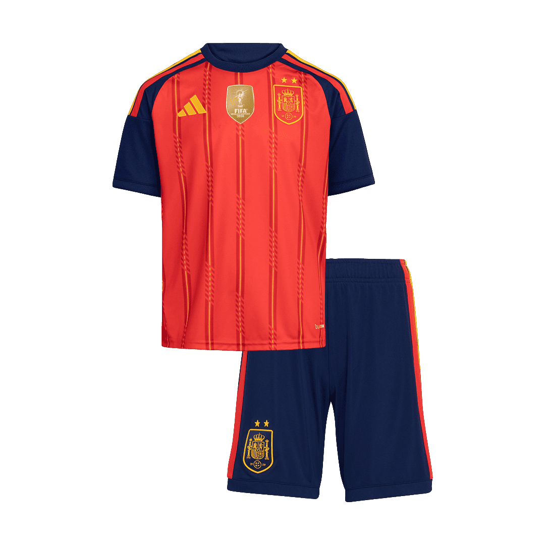Kid's Spain Champion Edition Home Soccer Jersey Kit(Jersey+Shorts) World Cup 2026 Red
