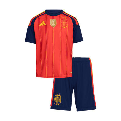 Kid's Spain Champion Edition Home Soccer Jersey Kit(Jersey+Shorts) World Cup 2026 Red