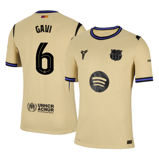 Authentic GAVI #6 Barcelona Away Soccer Jersey 2025/26 Yellow - UCL