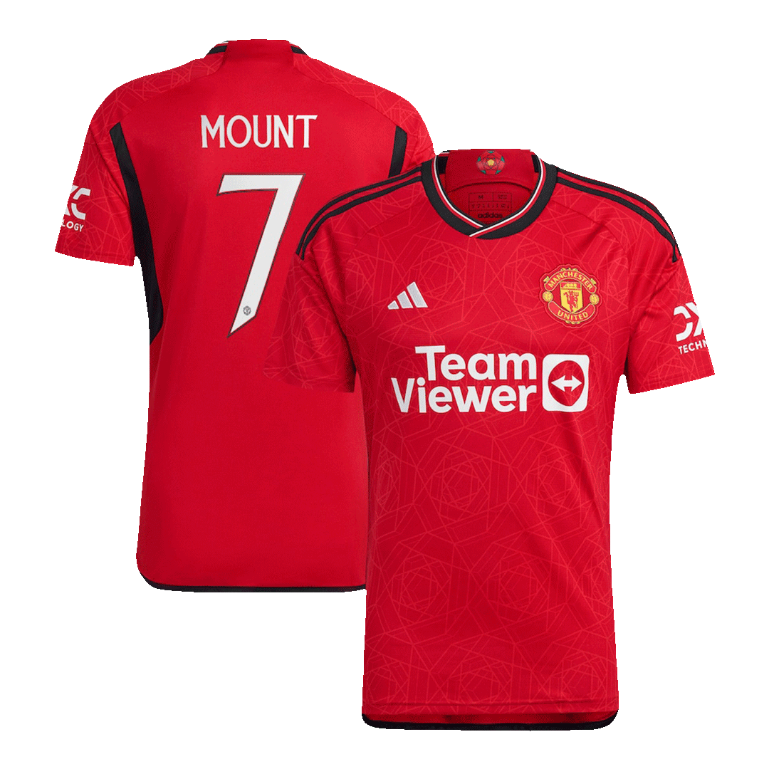MOUNT #7 Manchester United Home Soccer Jersey 2023/24 - UCL Red