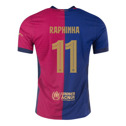 RAPHINHA #11 Authentic Barcelona Home Soccer Jersey 2024/25 Red&Blue - UCL
