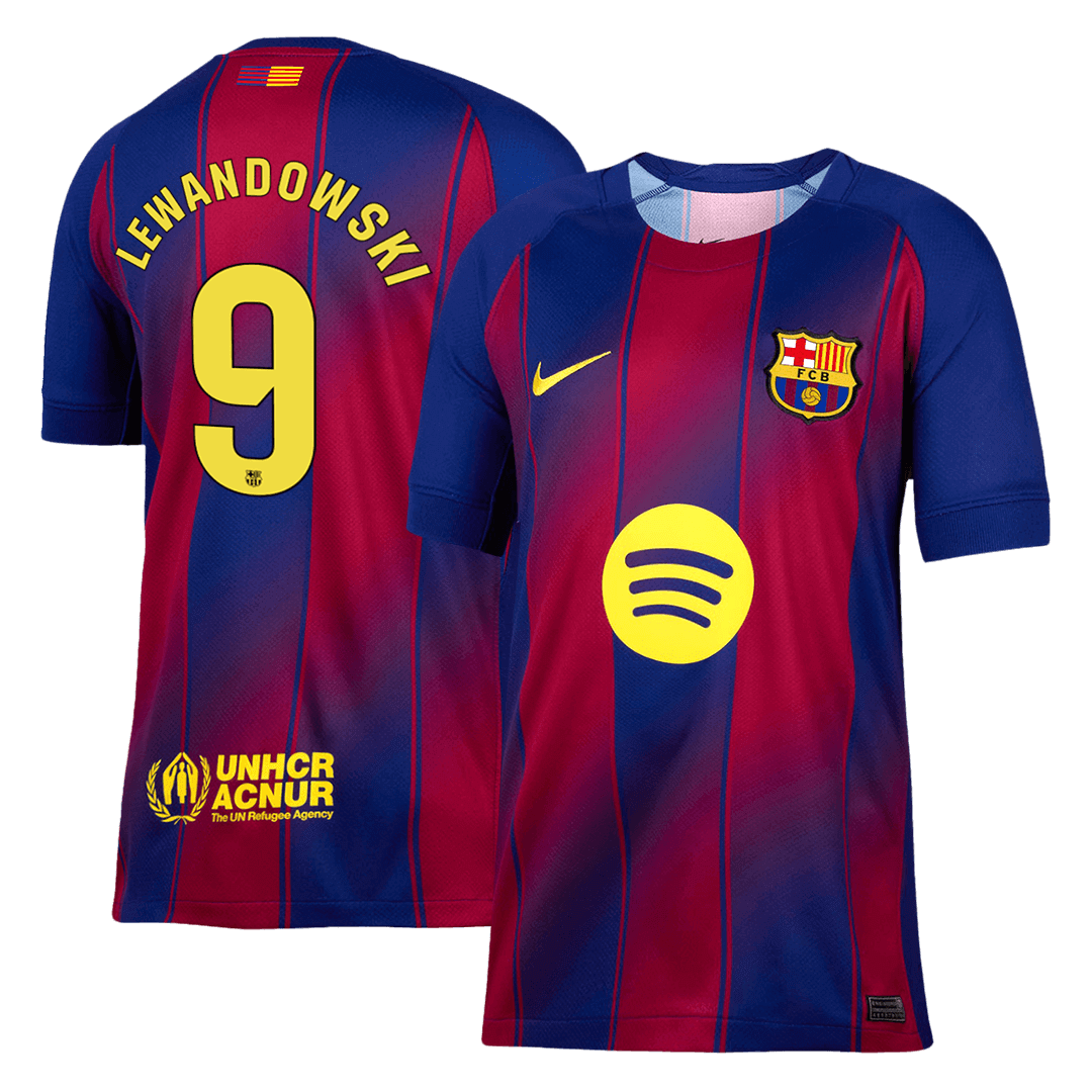 LEWANDOWSKI #9 Barcelona Home Soccer Jersey 2025/26 Red&Blue