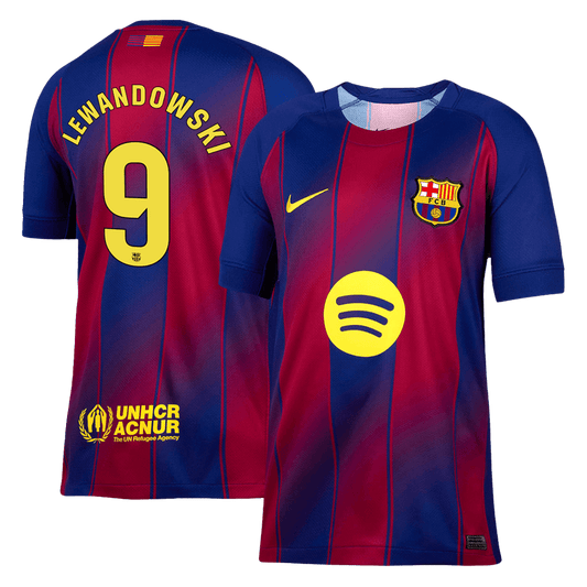 LEWANDOWSKI #9 Barcelona Home Soccer Jersey 2025/26 Red&Blue