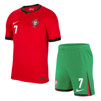 RONALDO #7 Portugal Home Soccer Jersey Kit(Jersey+Shorts) Euro 2024