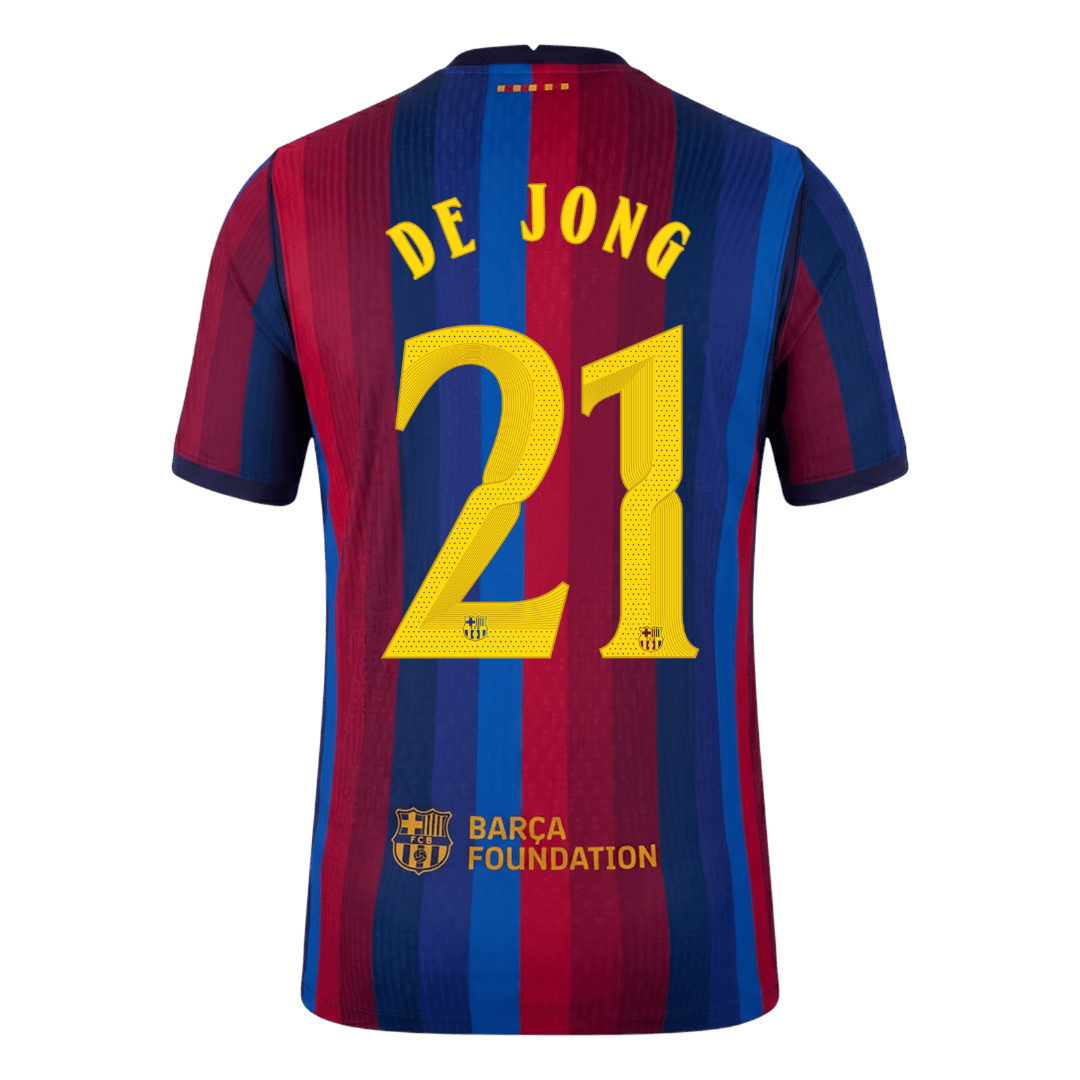 player version F. DE JONG #21 Barcelona Home Soccer Jersey 2026/27