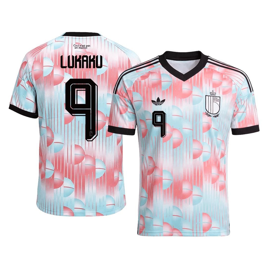 LUKAKU #9 Belgium Away Soccer Jersey World Cup 2026 Blue&Pink