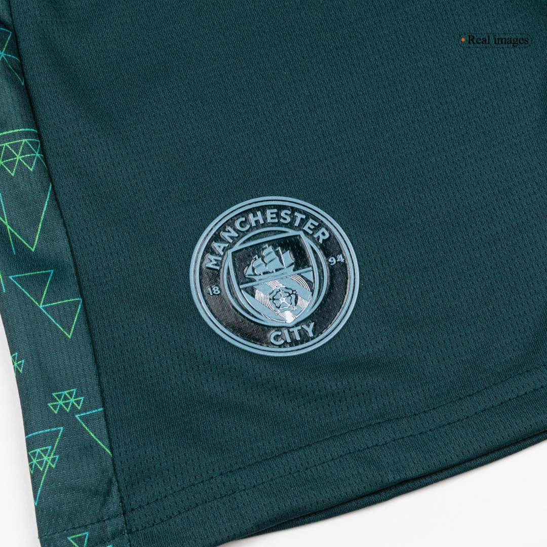 Kid's Manchester City Fourth Soccer Jersey Kit(Jersey+Shorts) 25/26 Green