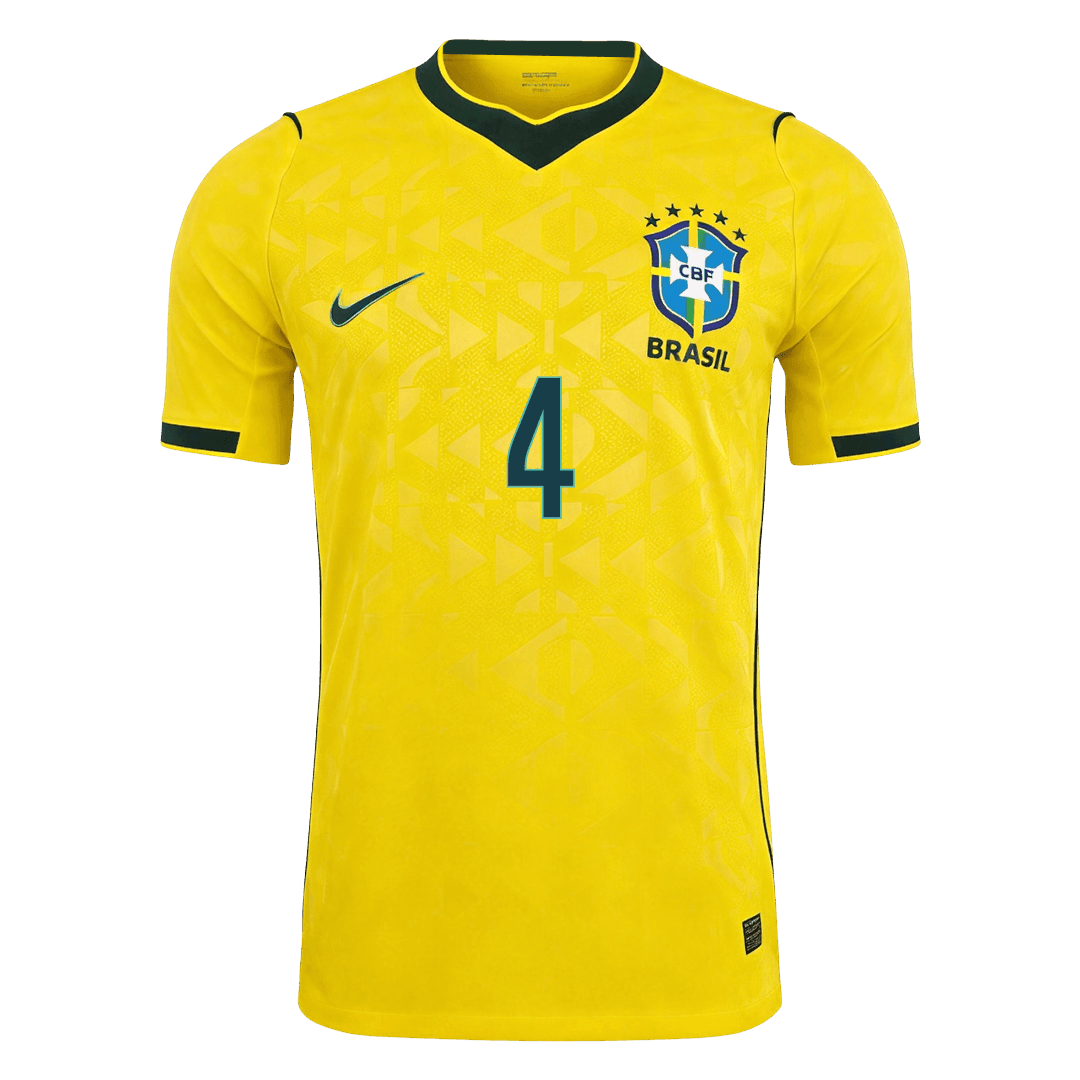 Authentic MARQUINHOS #4 Brazil Home Soccer Jersey 2026