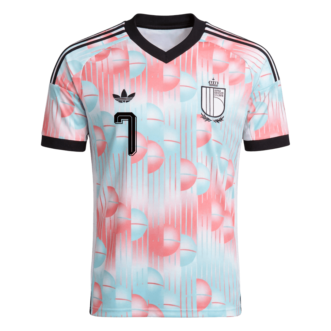 DE BRUYNE #7 Belgium Away Soccer Jersey World Cup 2026 Blue&Pink