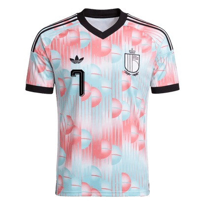 DE BRUYNE #7 Belgium Away Soccer Jersey World Cup 2026 Blue&Pink