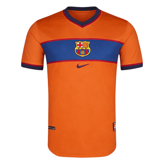 Men Retro Fan Version 98/99 Barcelona Third Soccer Jersey Short Sleeve Orange