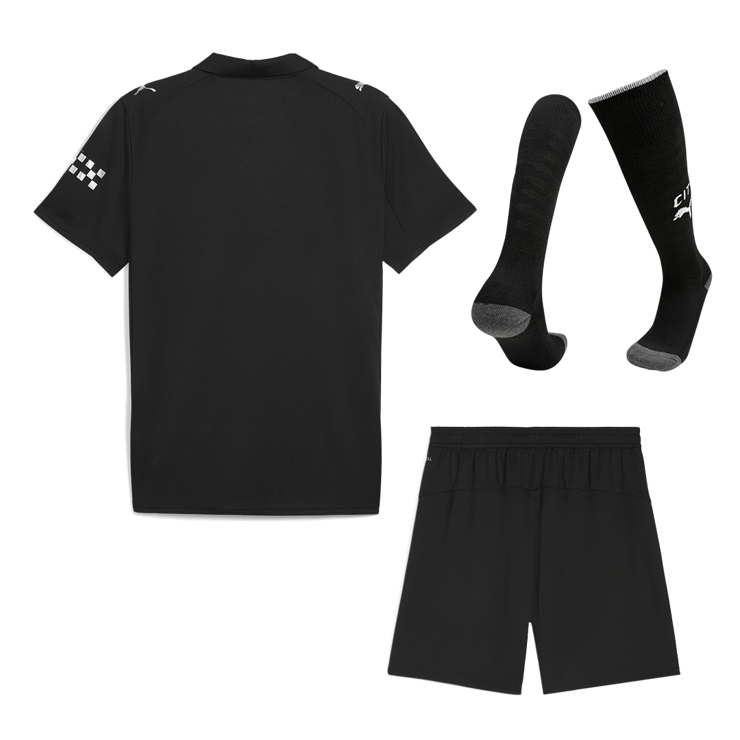 Manchester City Away Soccer Jersey Kit(Jersey+Shorts+Socks) 2025/26 Black
