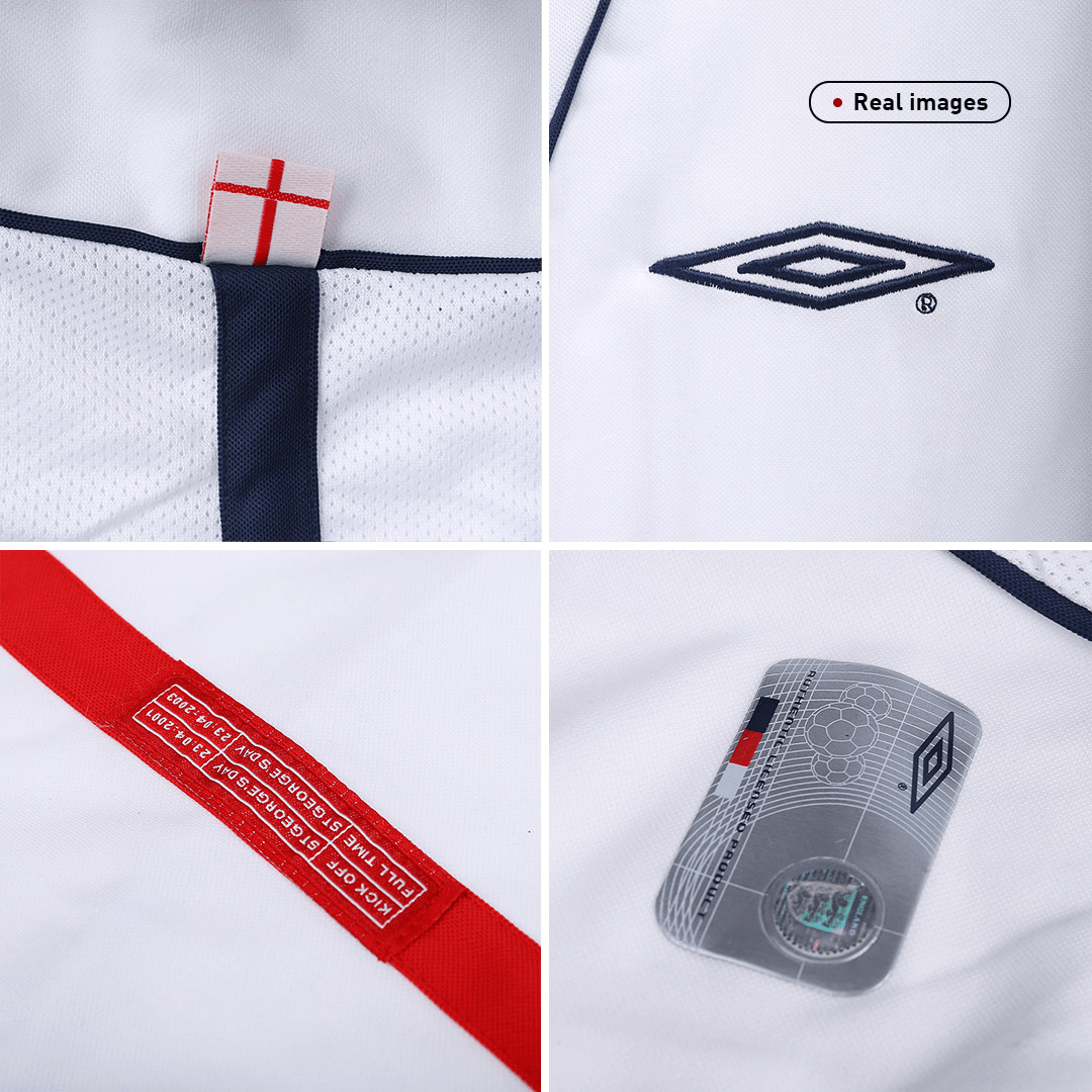 2002 England Home White Retro Jerseys Shirt