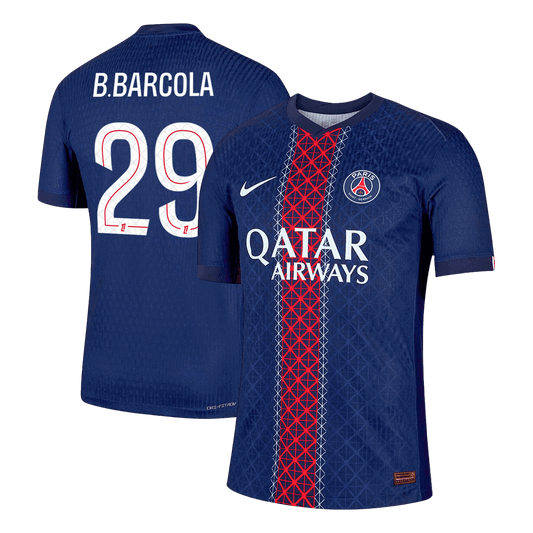 Authentic  B.BARCOLA #29 PSG Home Soccer Jersey 2025/26 Navy