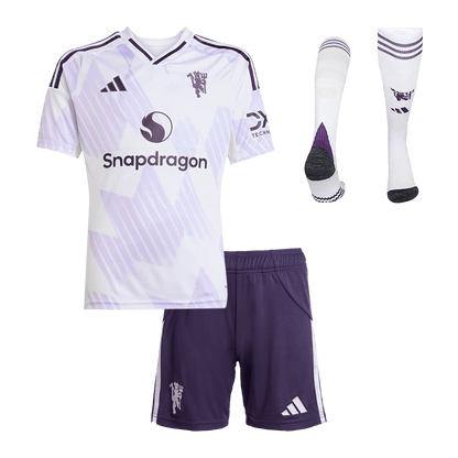 Kid's Manchester United Away Soccer Jersey Kit(Jersey+Shorts+Socks) 2025/26 White