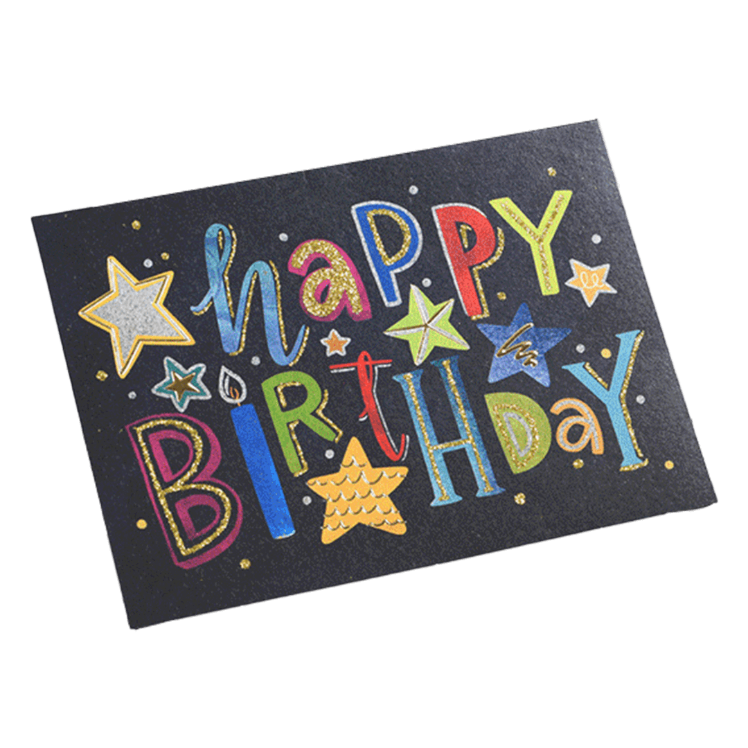 Custom Colorful Star Birthday Card Black football shirt 2025/26