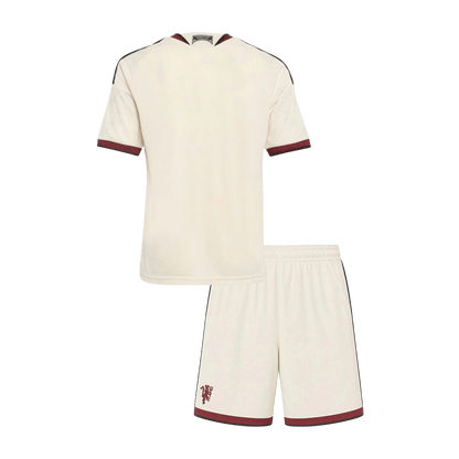 Kids Manchester United Third Soccer Jersey Kit (Jersey+Shorts) 2026/27 White