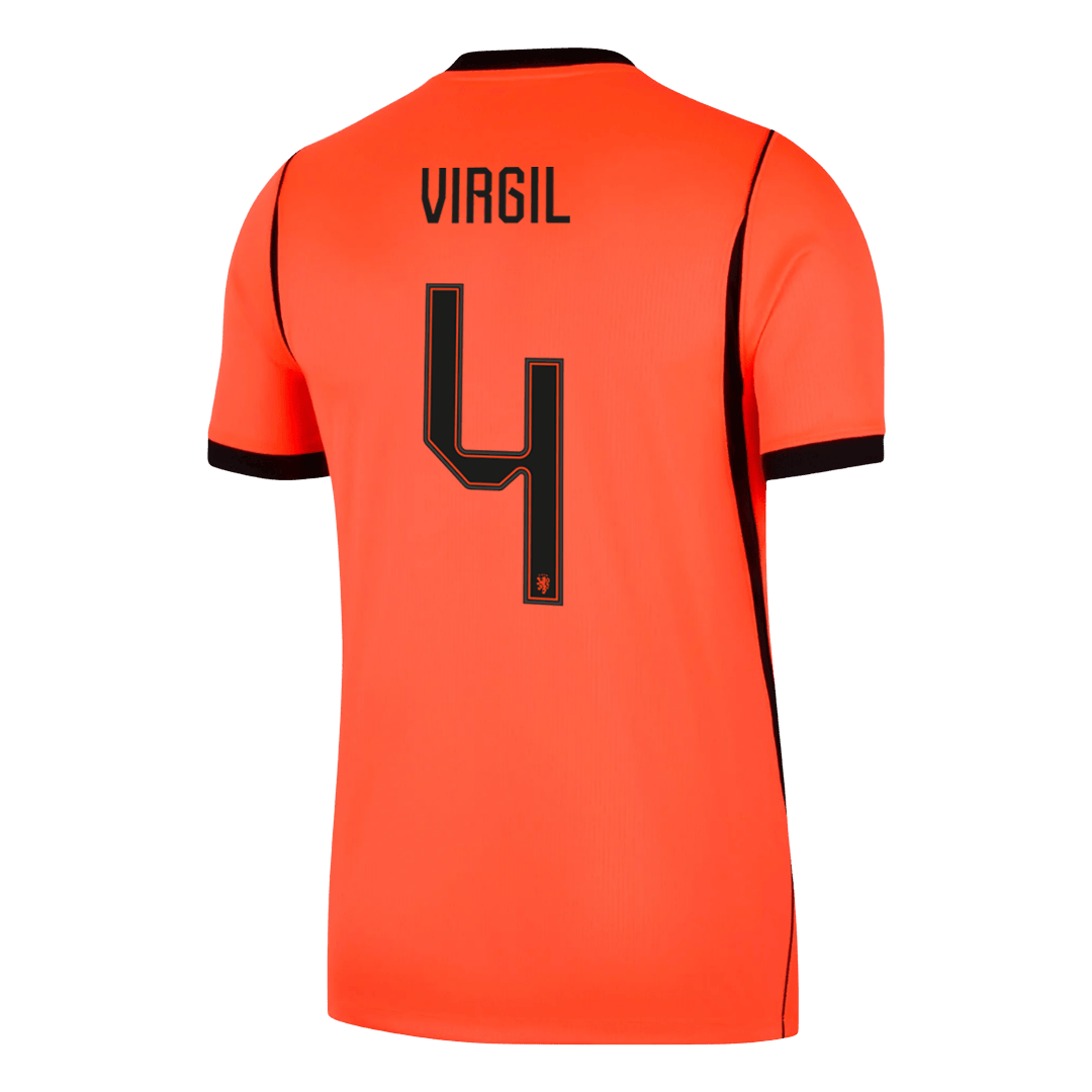 VIRGIL #4 Netherlands Home Soccer Jersey World Cup 2026 Orange