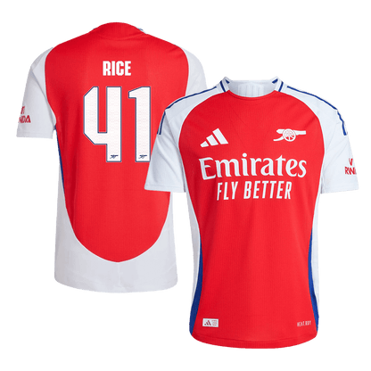 RICE #41 Authentic Arsenal Home Soccer Jersey 2024/25 Red - UCL