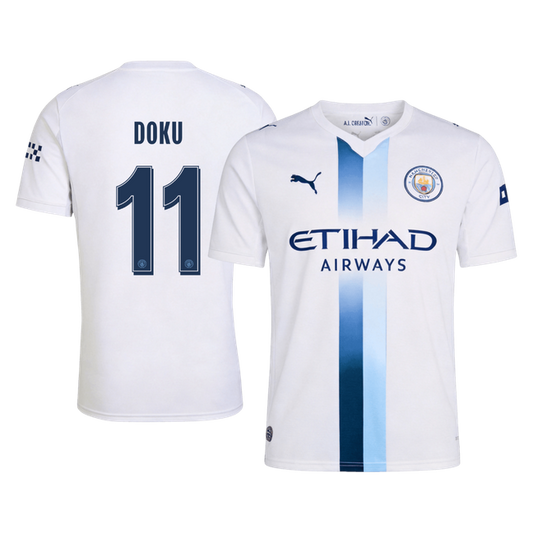 DOKU #11 Manchester City Third Soccer Jersey 2026/27 White - UCL