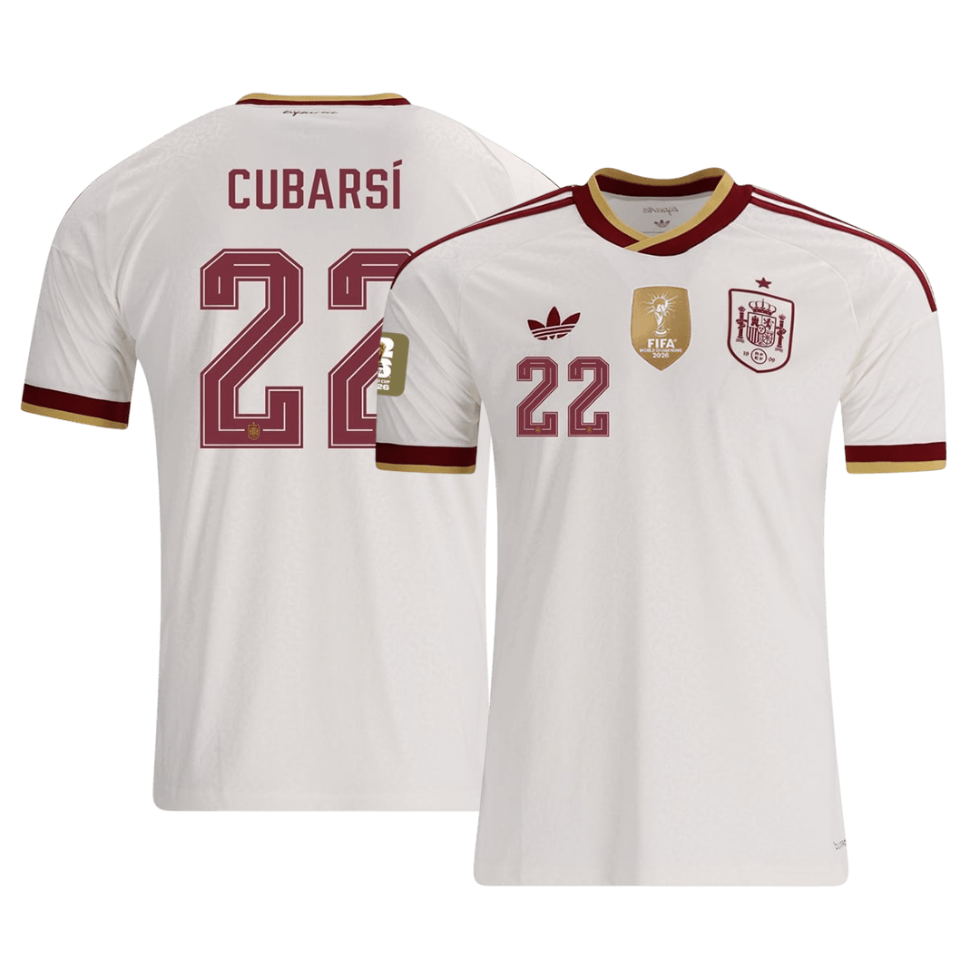 CUBARSÍ #22 Spain Champion Edition Away Soccer Jersey World Cup 2026 White