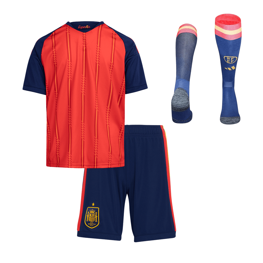 Kid's Spain Champion Edition Home Soccer Jersey Kit(Jersey+Shorts+Socks) World Cup 2026 Red