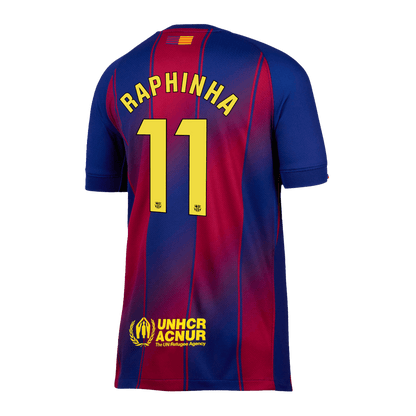 RAPHINHA #11 Barcelona Home Soccer Jersey 2025/26 Red&Blue