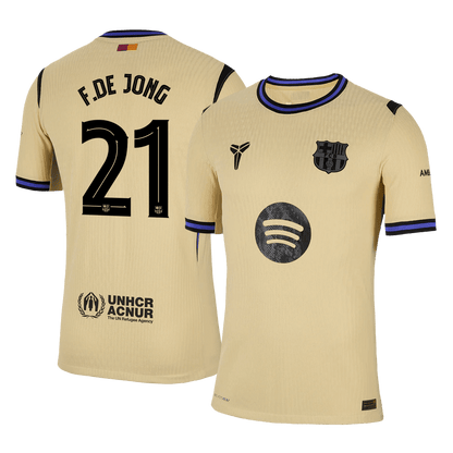 Authentic F.DE JONG #21 Barcelona Away Soccer Jersey 2025/26 Yellow - UCL