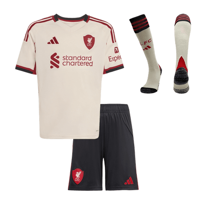 Kid's Liverpool Away Soccer Jersey Kit(Jersey+Shorts+Socks) 25/26 White