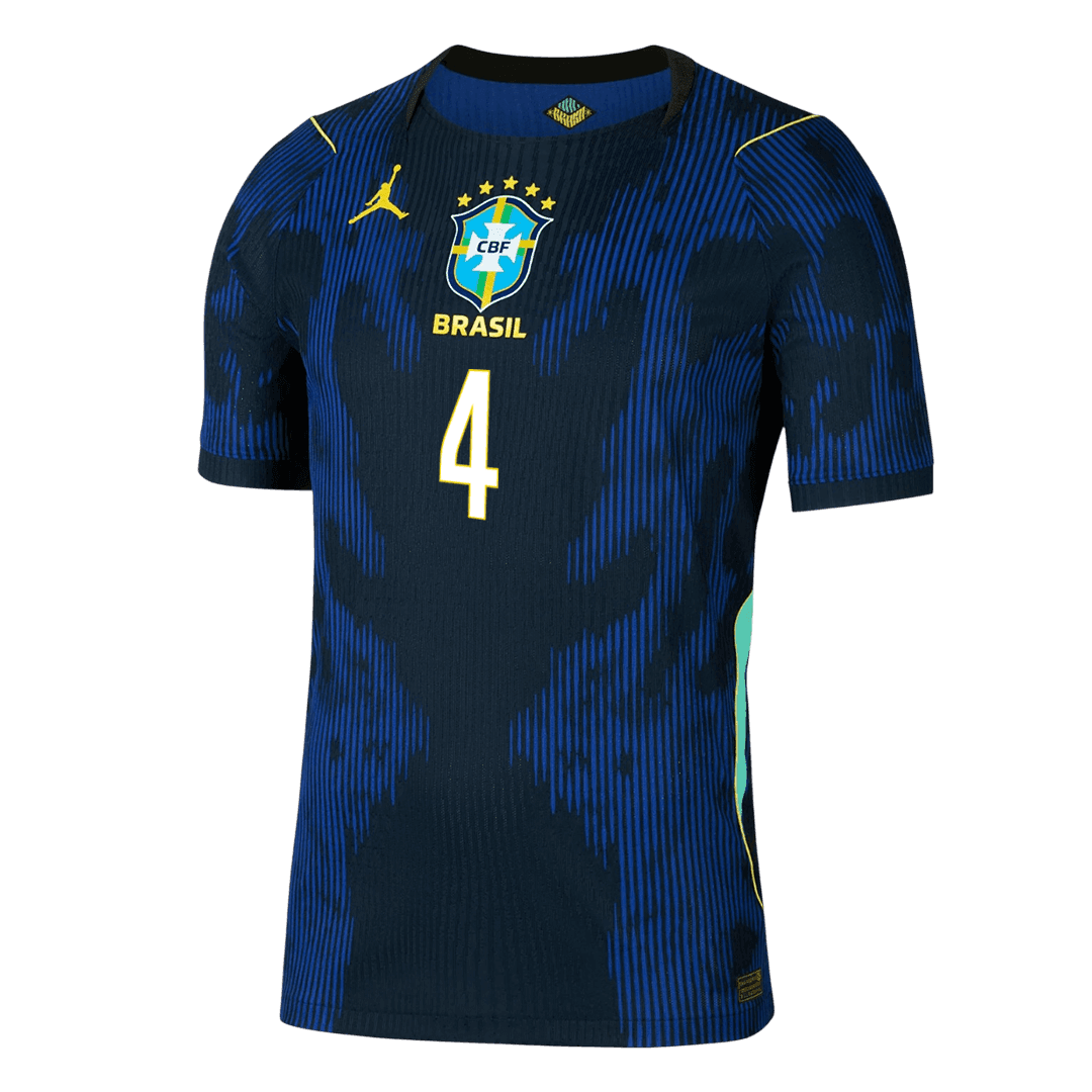 Authentic MARQUINHOS #4 Brazil Away Soccer Jersey 2026