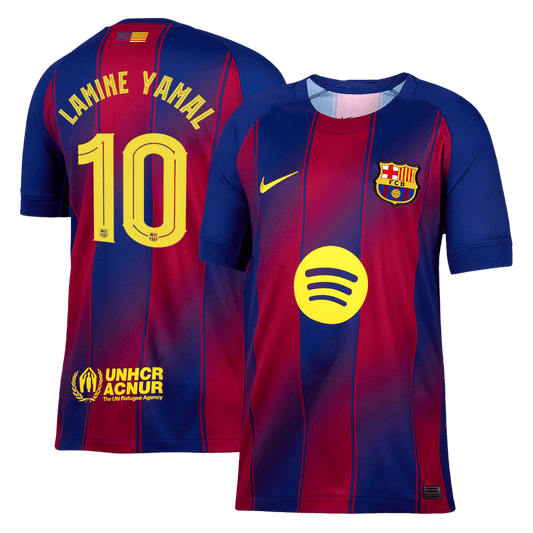 LAMINE YAMAL #10 Barcelona Home Soccer Jersey 2025/26 Red&Blue - UCL