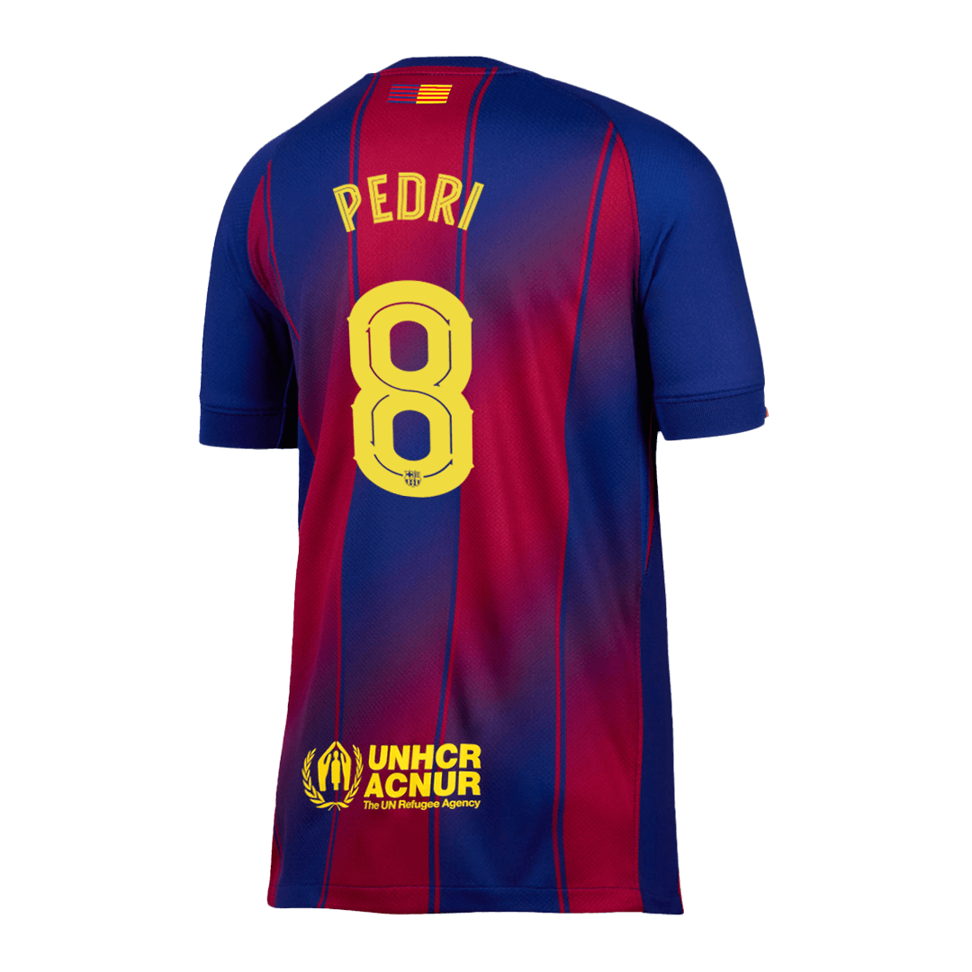 PEDRI #8 Barcelona Home Soccer Jersey 2025/26 Red&Blue - UCL