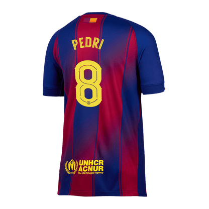 PEDRI #8 Barcelona Home Soccer Jersey 2025/26 Red&Blue - UCL