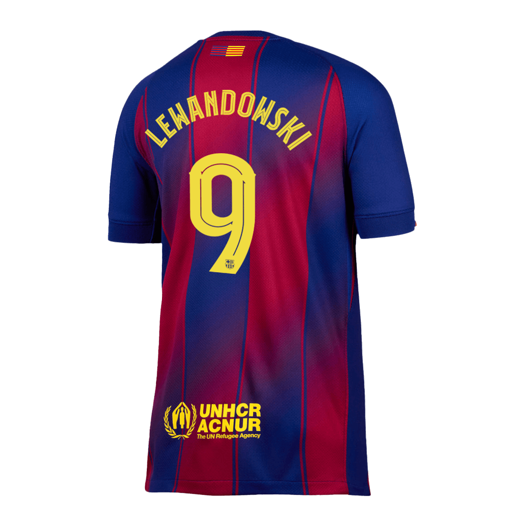 LEWANDOWSKI #9 Barcelona Home Soccer Jersey 2025/26 Red&Blue - UCL