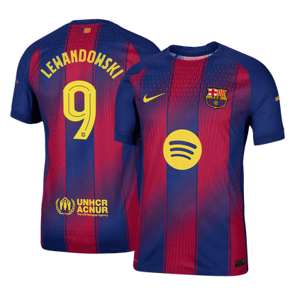 Authentic LEWANDOWSKI #9 Barcelona Home Soccer Jersey 2025/26 Red&Blue - UCL