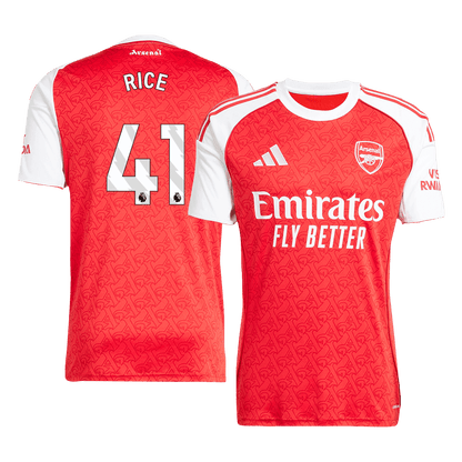 RICE #41 Arsenal Home Soccer Jersey 2025/26 Red