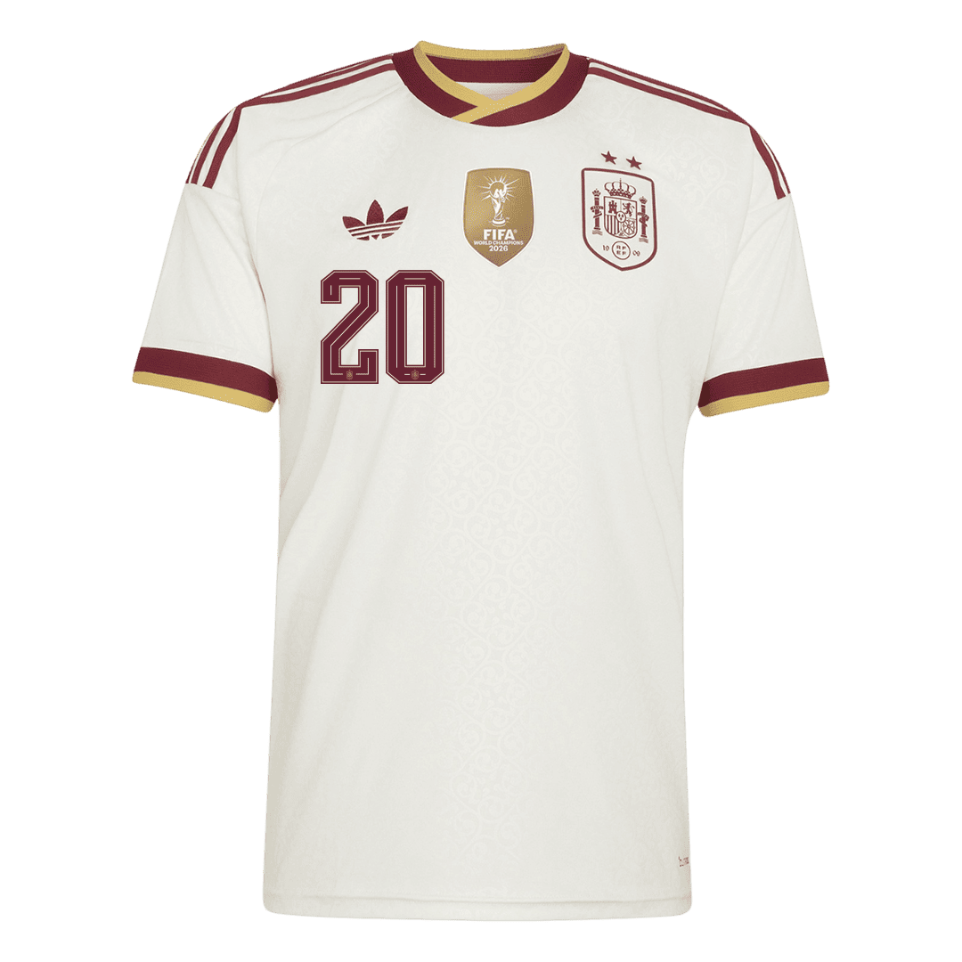 PEDRI #20 Spain Champion Edition Away Soccer Jersey World Cup 2026 White