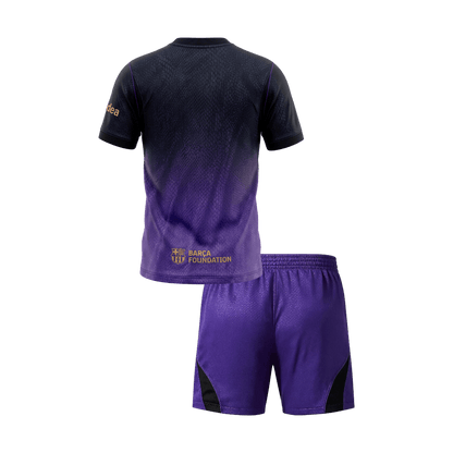 Kids Barcelona Away Soccer Jersey Kit (Jersey+Shorts) 2026/27 Purple