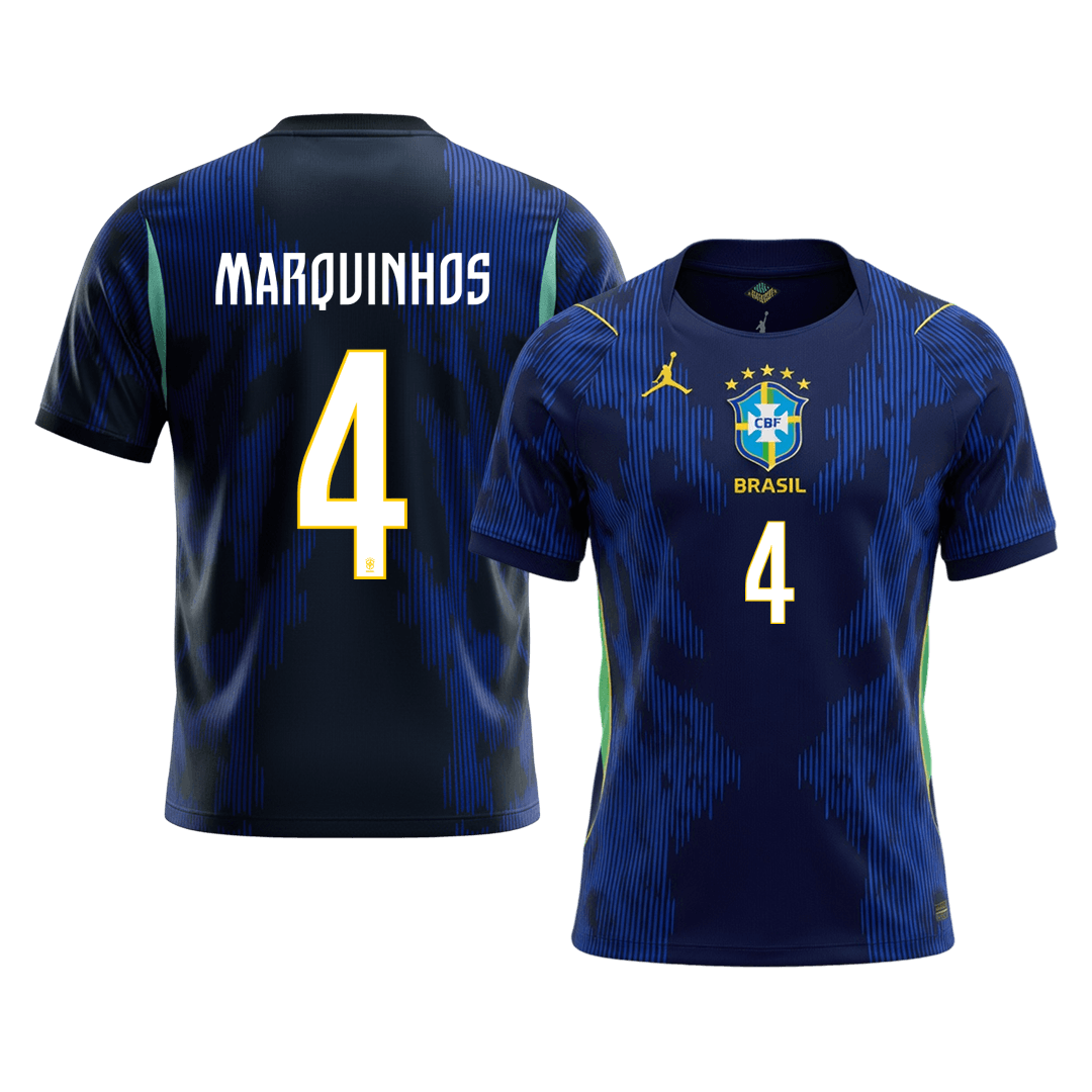 MARQUINHOS #4 Brazil Away Soccer Jersey World Cup 2026 Navy