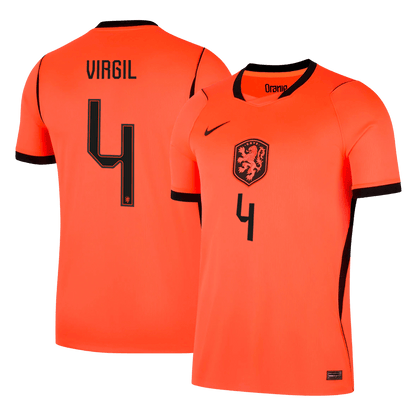 VIRGIL #4 Netherlands Home Soccer Jersey World Cup 2026 Orange