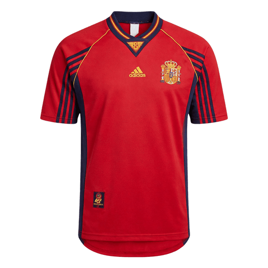 Men Retro Fan Version 1998 Spain Home Soccer Jersey Red