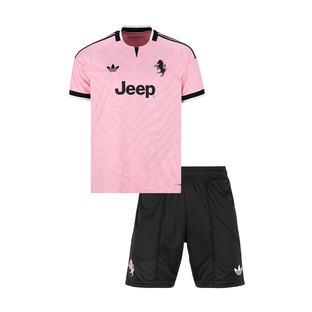 Kids Juventus Away Soccer Jersey Kit (Jersey+Shorts) 2026/27 Pink